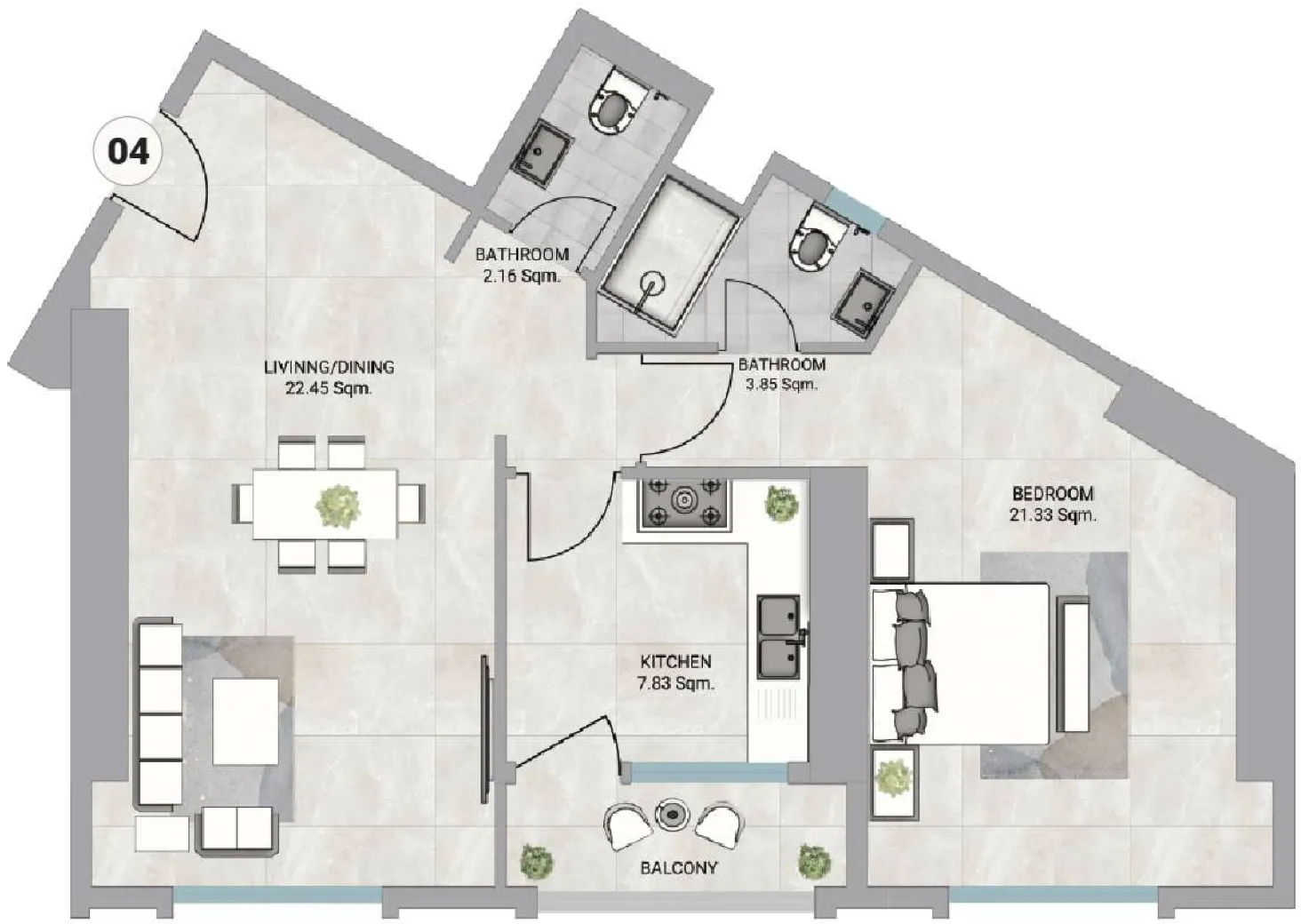 1 bed