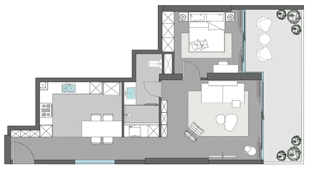 1 bedroom floor plan