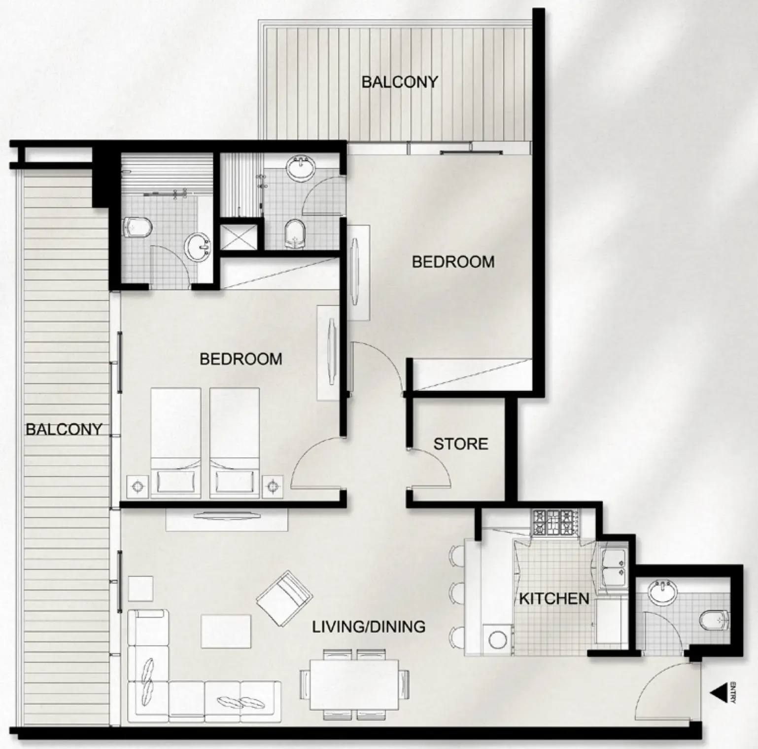 2 bed