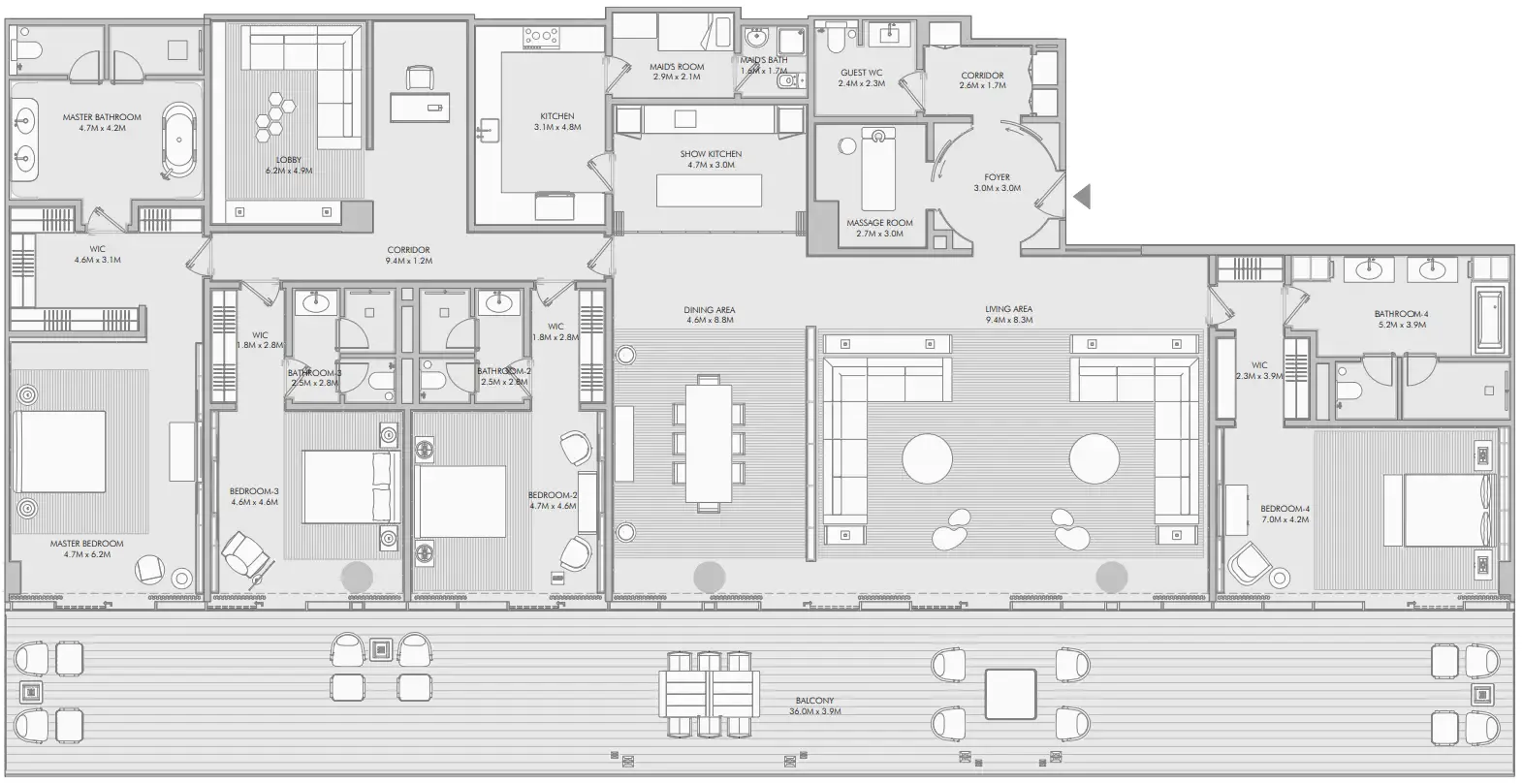 4 bedrooms floor plan