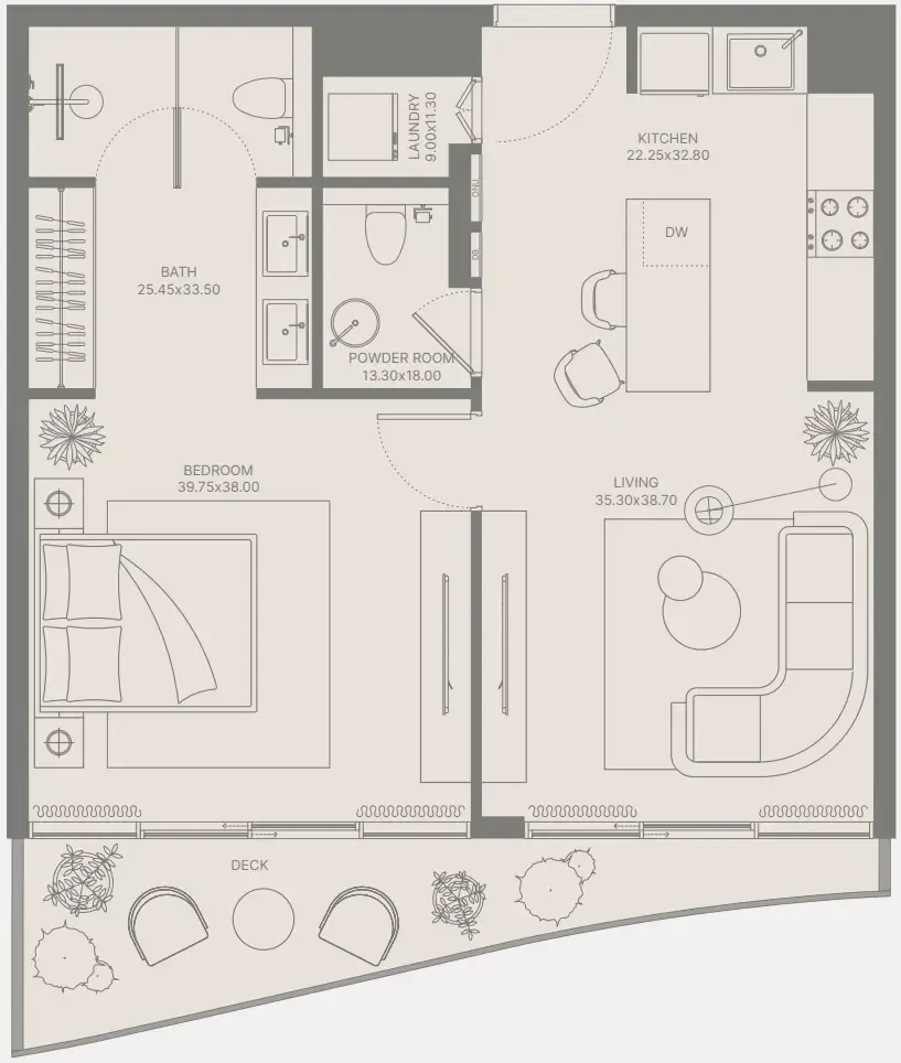 1 bedroom floor plan