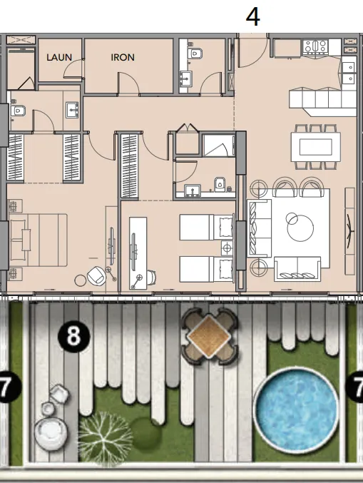 2 bedrooms floor plan
