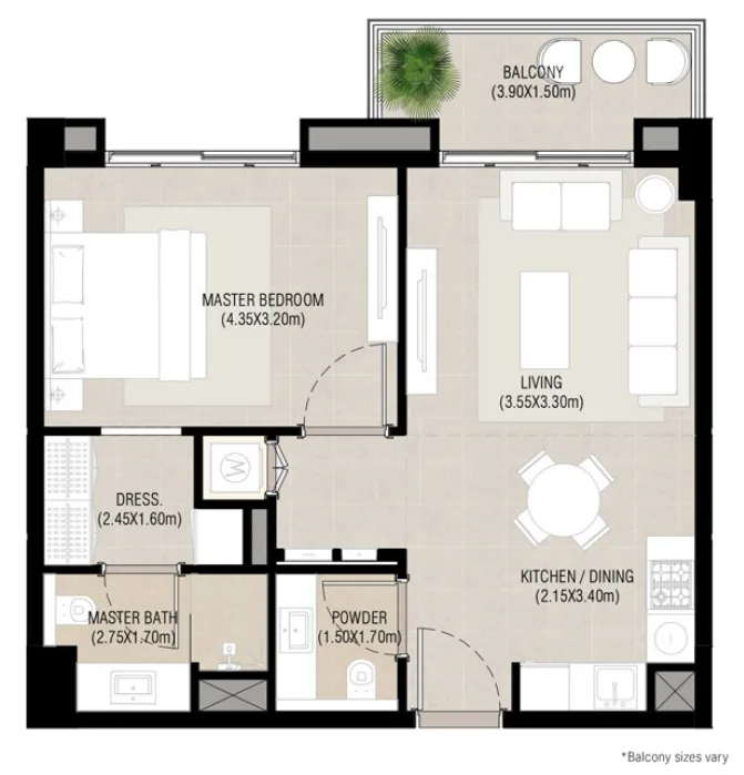 1 bed