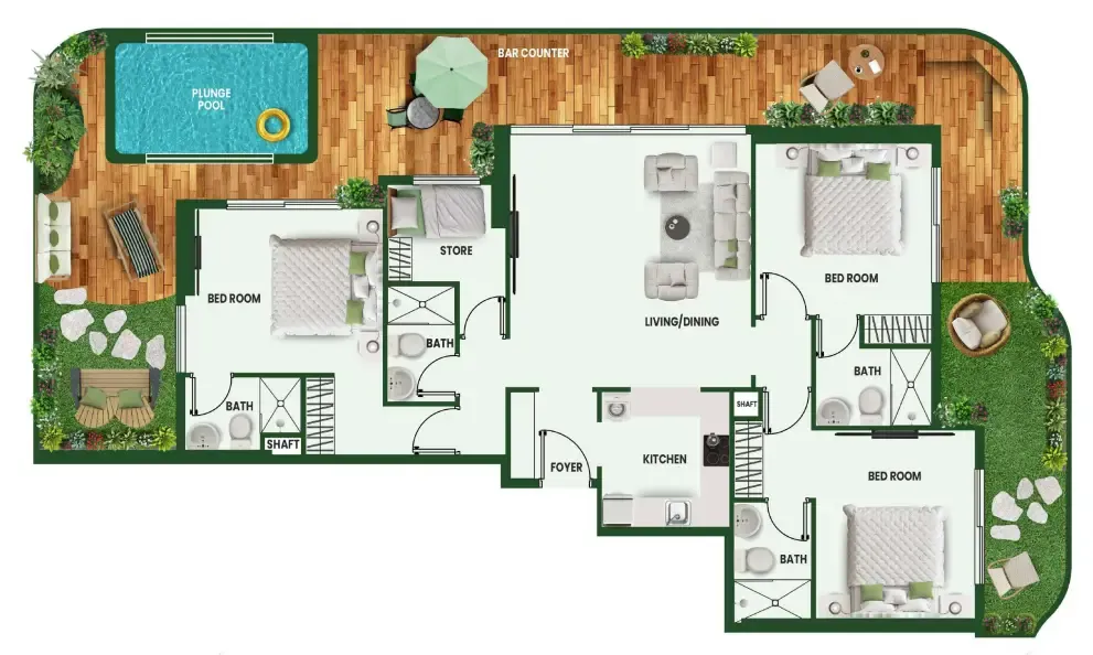 3 bedrooms floor plan