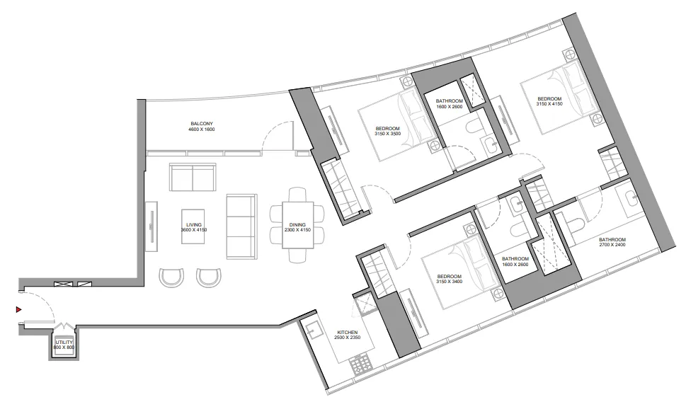 3 bedrooms floor plan