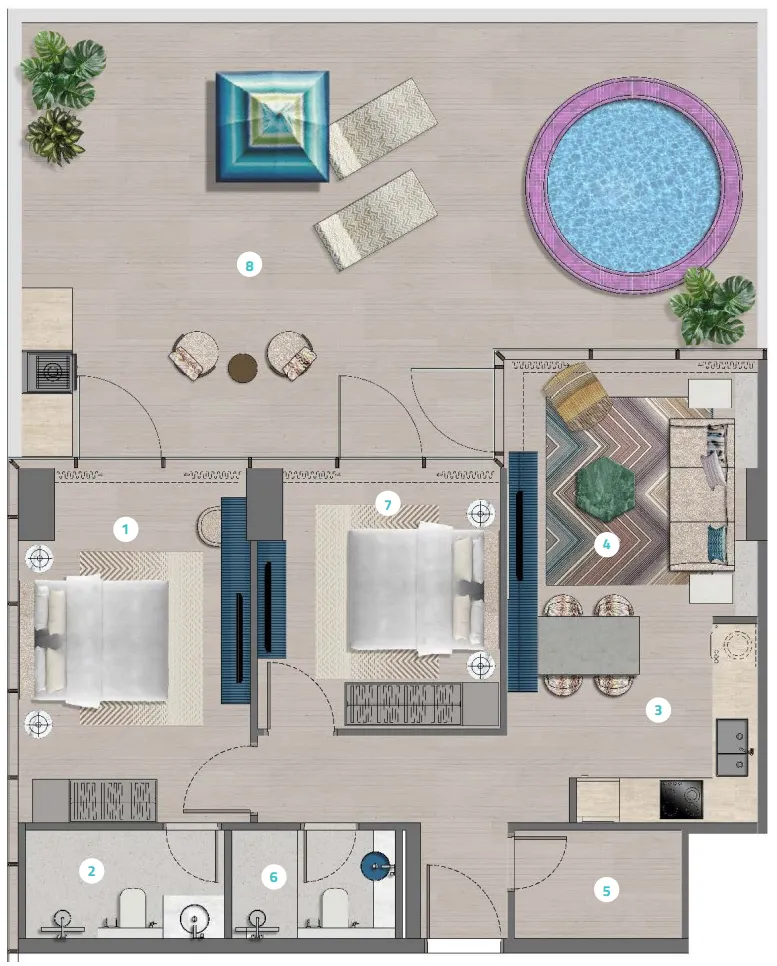 Durar Group Trio Isle 2BR floor plan
