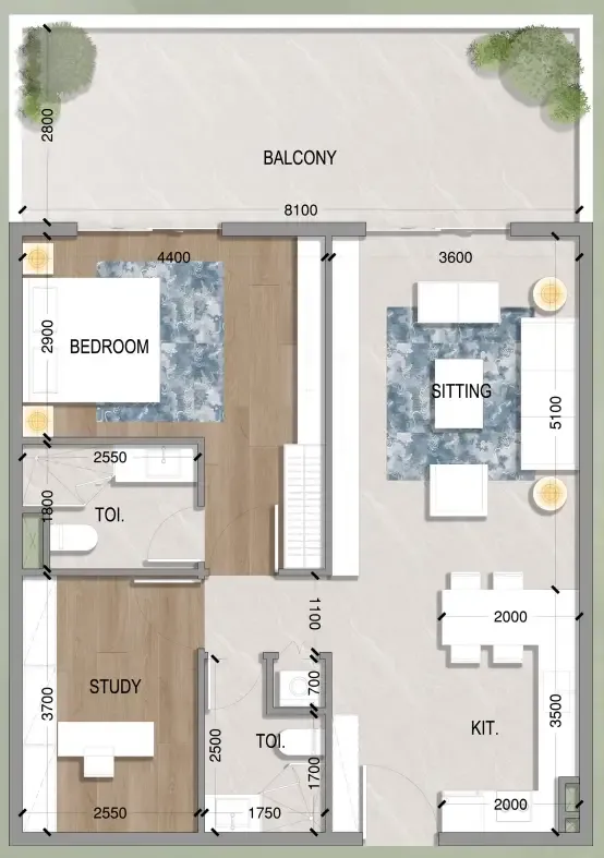 1 bed