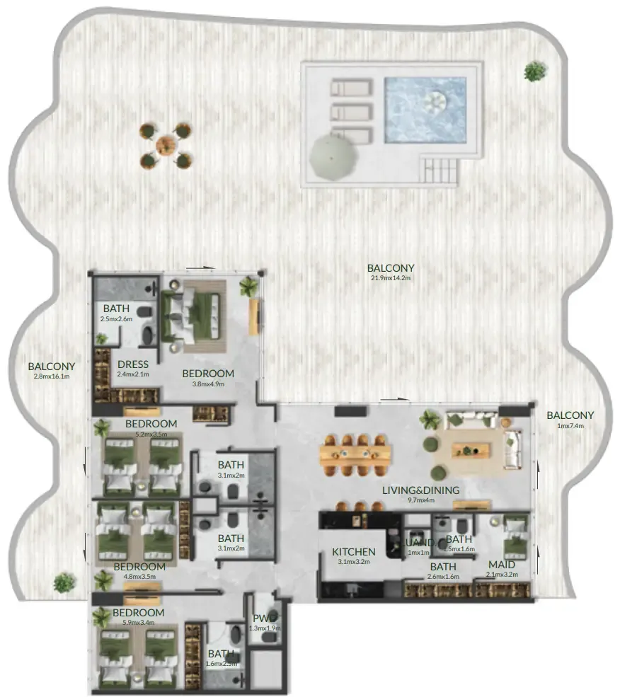 4 bedrooms floor plan