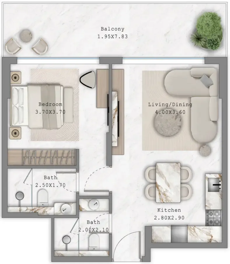 1 bed