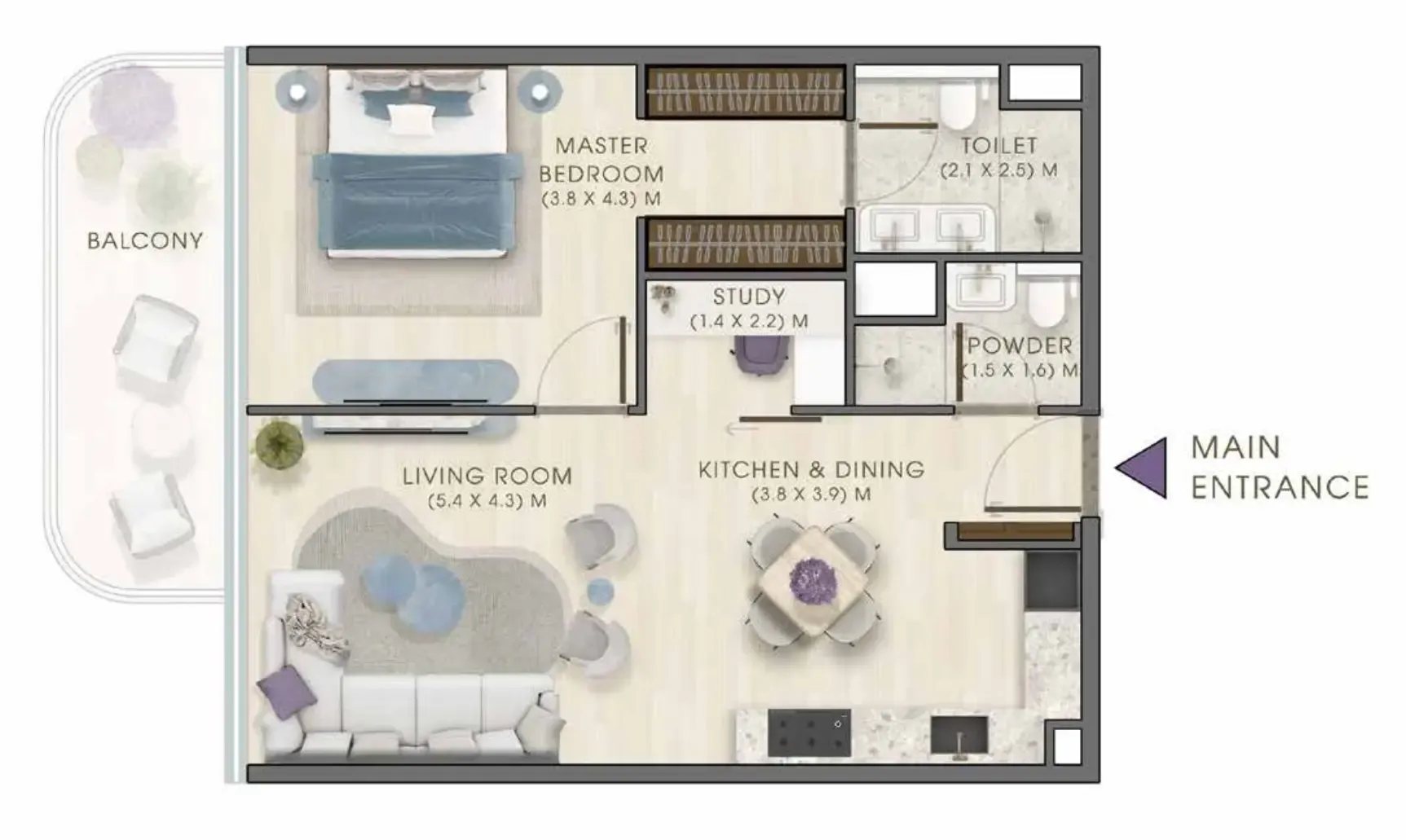 1 bed