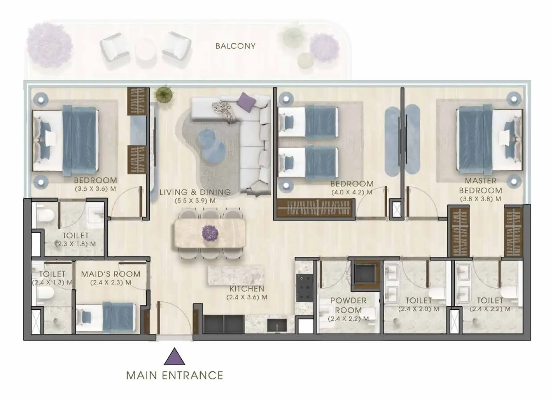 3 bedrooms floor plan