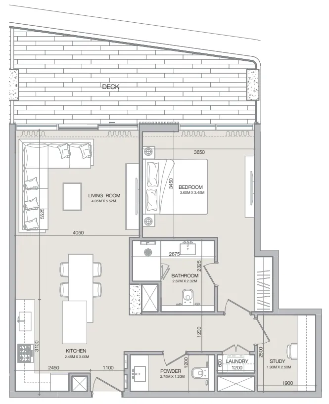 1 bedroom floor plan
