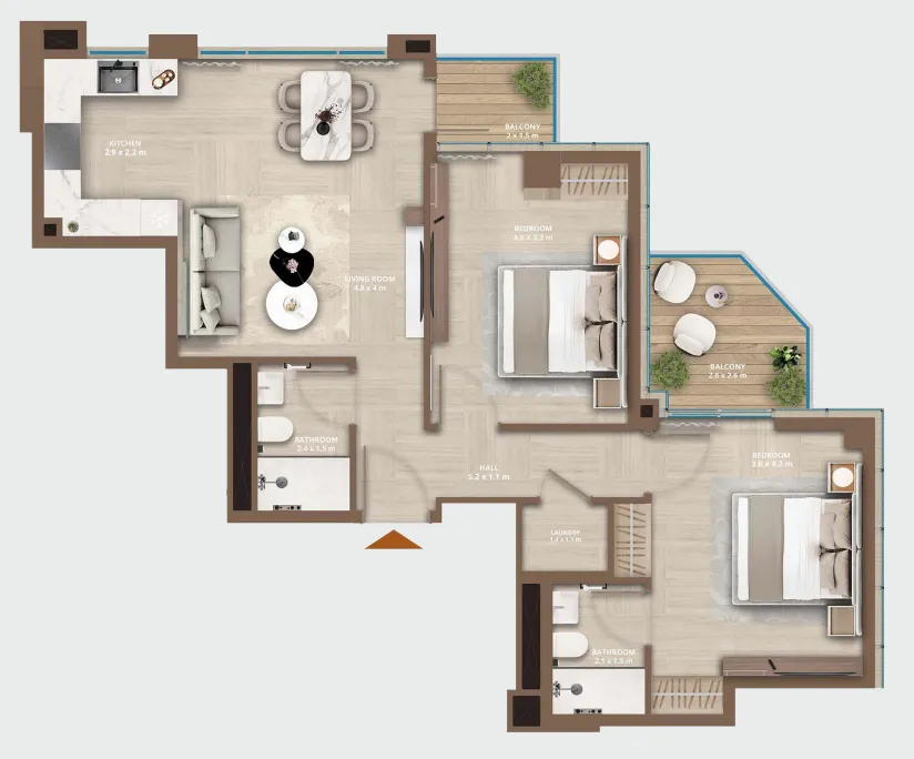 HRE Development Celeste by HRE 2BR floor plan