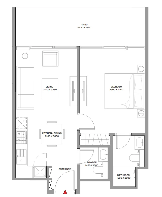 1 bedroom floor plan