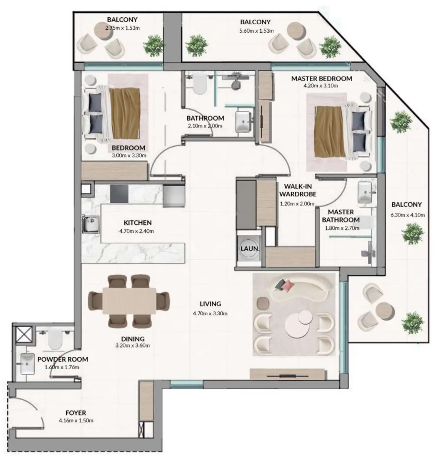 AMIS Development Woodland Terraces 2BR floor plan