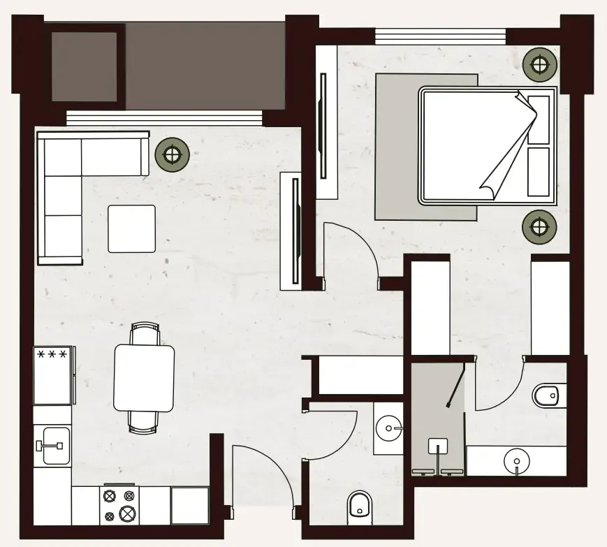 1 bedroom floor plan