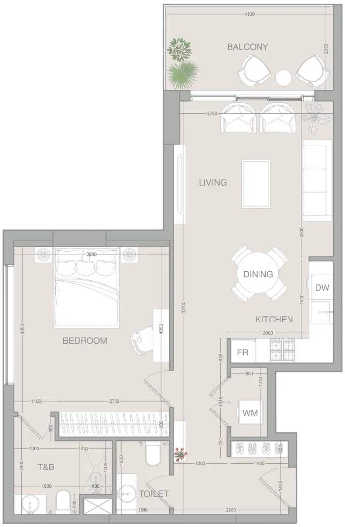 VERDAN1A — 1 Bedroom floor plan