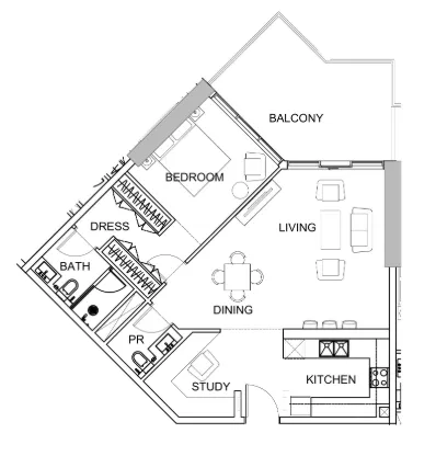 1 bedroom floor plan