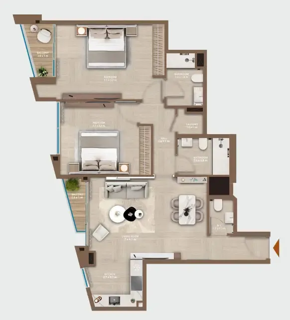 HRE Development Celeste by HRE 2BR floor plan