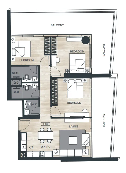3 bedrooms floor plan