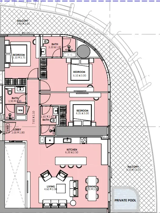 3 bedrooms floor plan