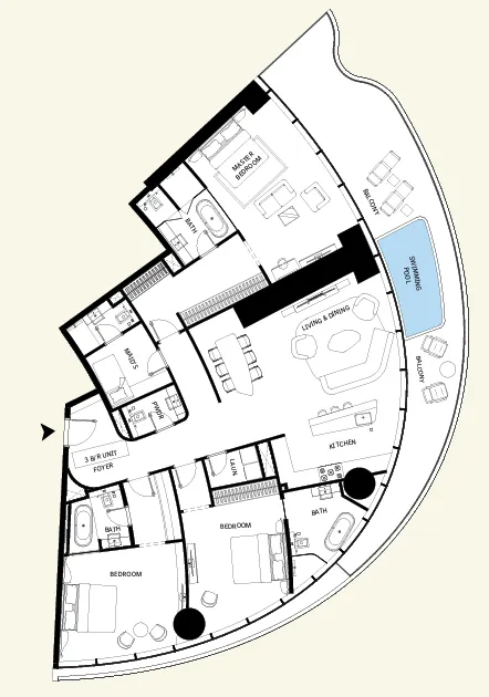 Binghatti Mercedes-Benz Places by Binghatti 3BR floor plan