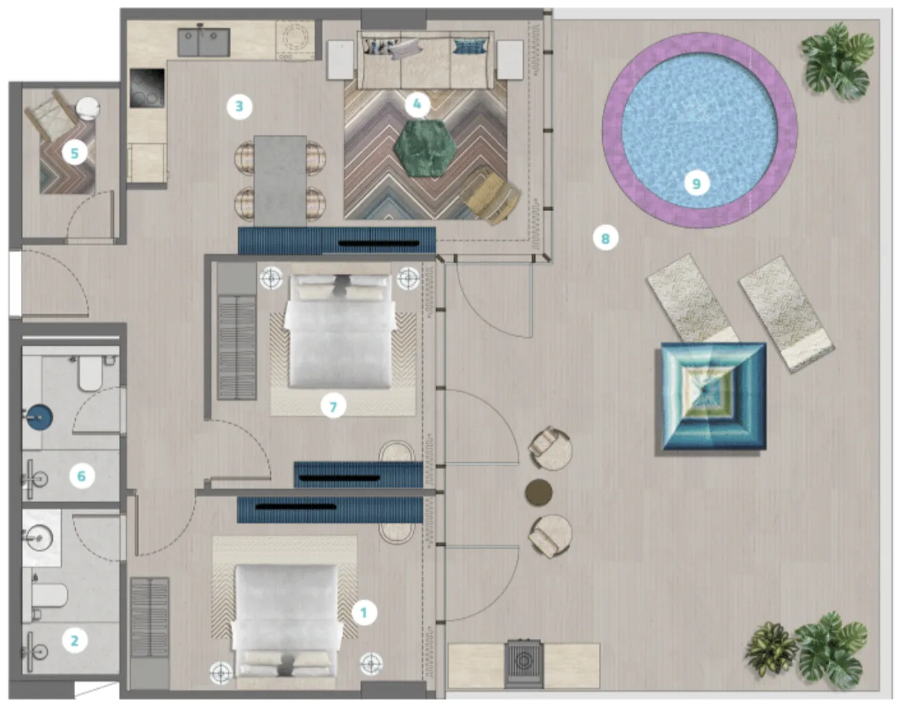 Durar Group Trio Isle 2BR floor plan