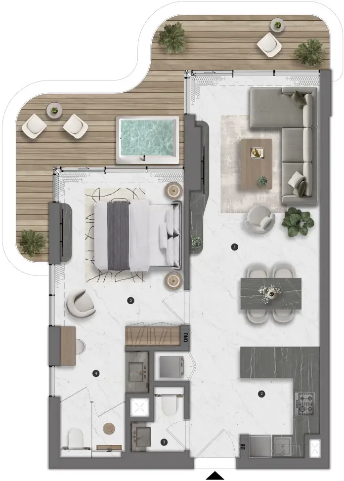 1 bedroom floor plan
