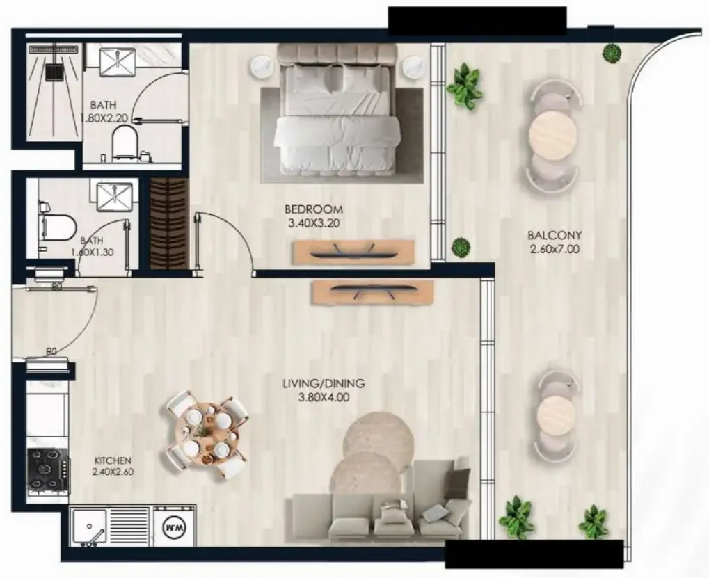 1 bed