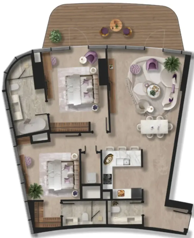 BNW Developments Taj Wellington Mews 2BR floor plan