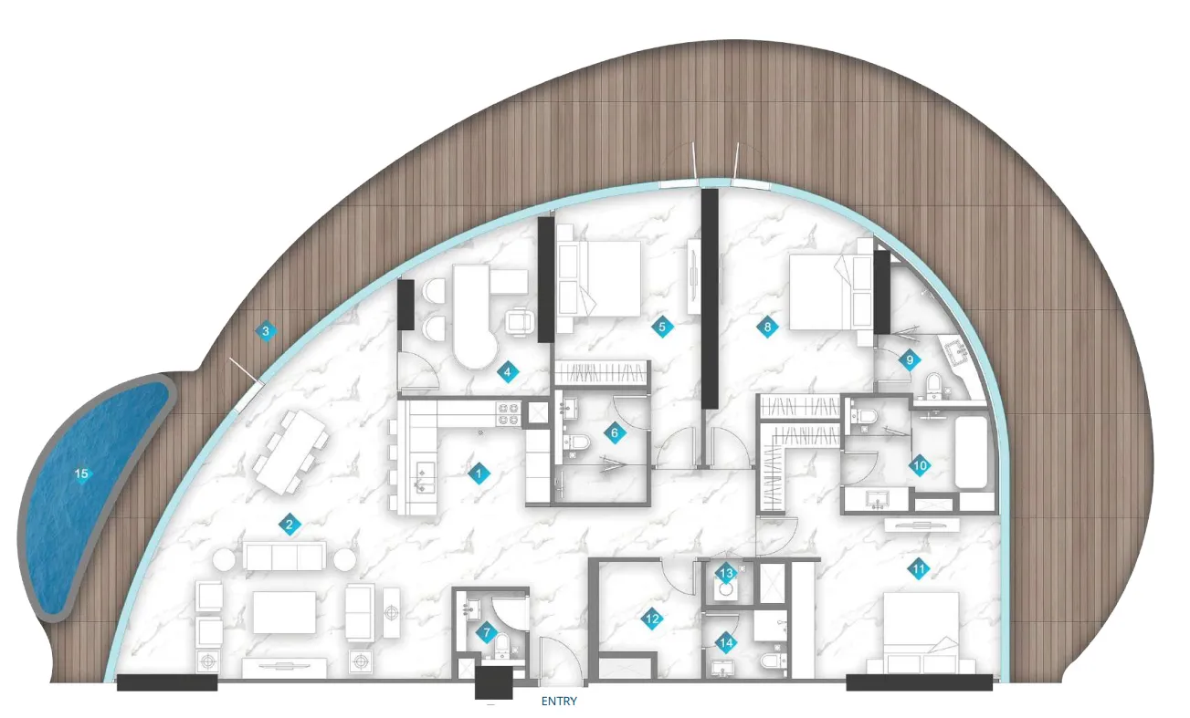3 bedrooms floor plan