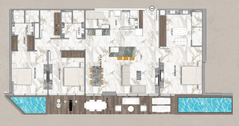 3 bedrooms floor plan