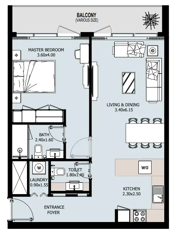 1 bed