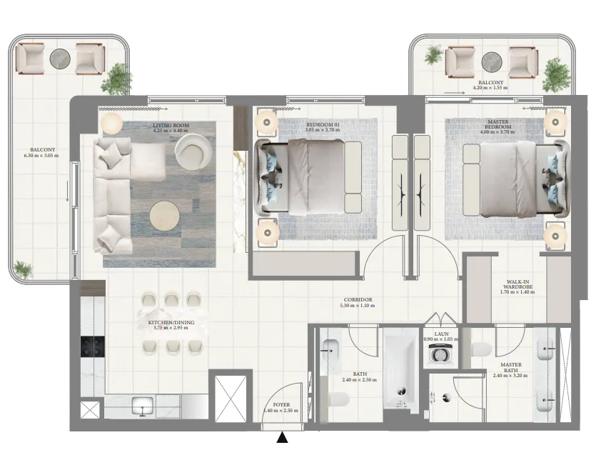 2 bed