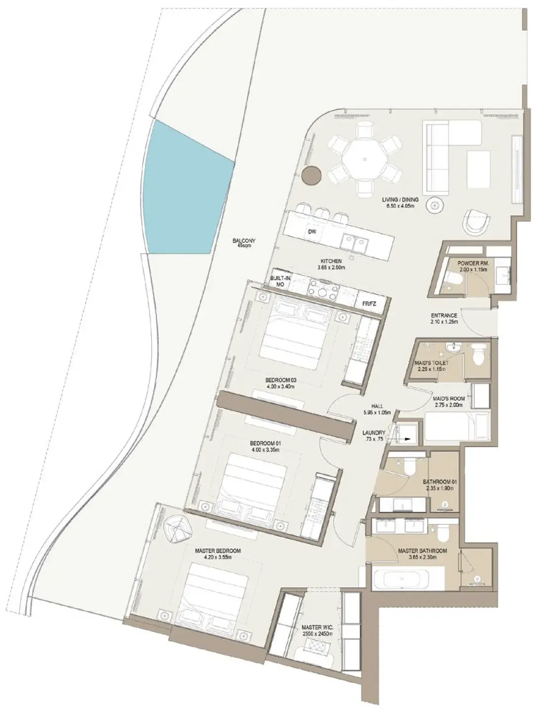 One Development Laguna Residence 3BR floor plan