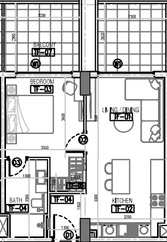 Laya Developers (Akshara Global) Laya Courtyard 1BR floor plan