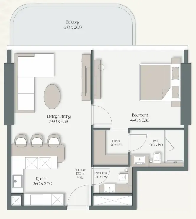 1 bed