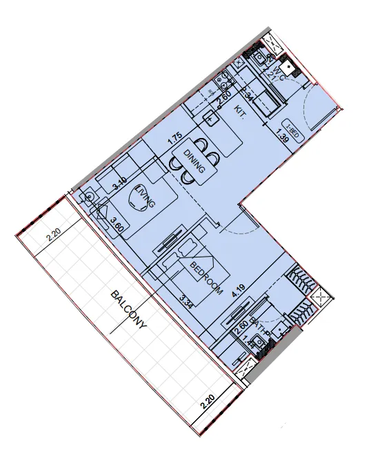1 bedroom floor plan