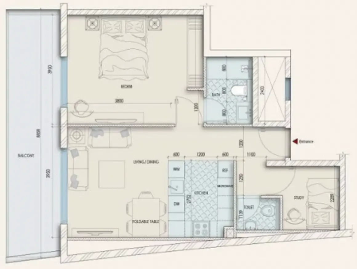 1 bed