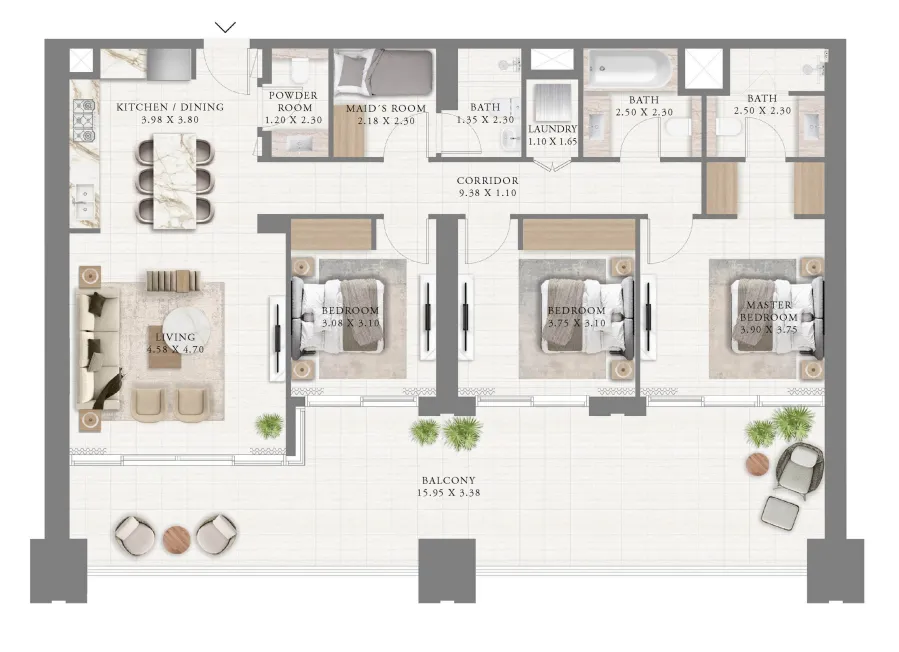 3 bedrooms floor plan