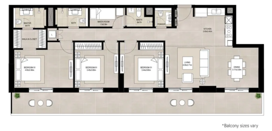 3 bedrooms floor plan