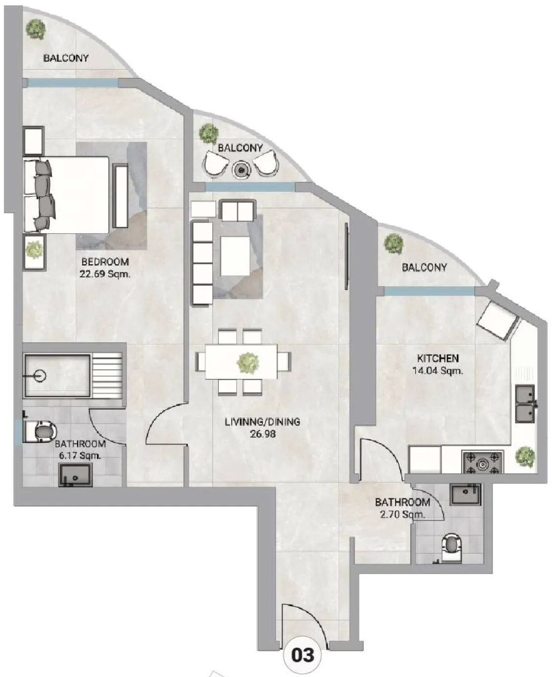 1 bed
