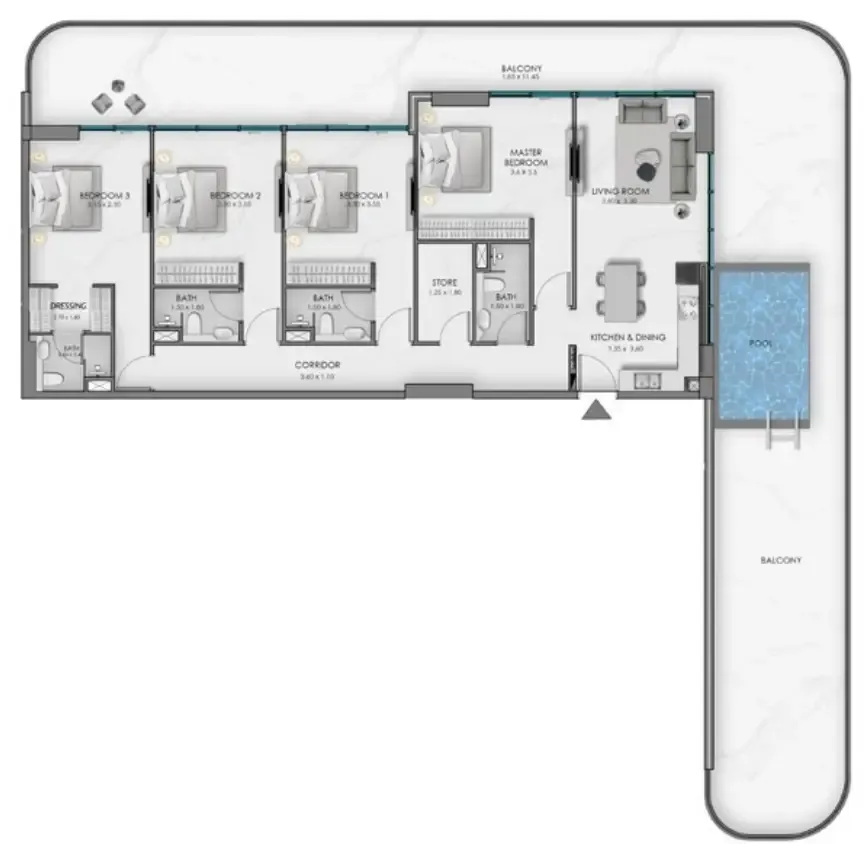 4 bedrooms floor plan