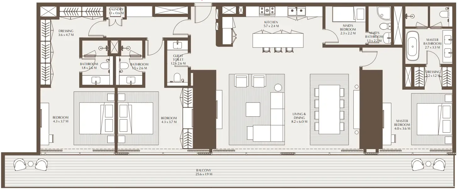 3 bedrooms floor plan