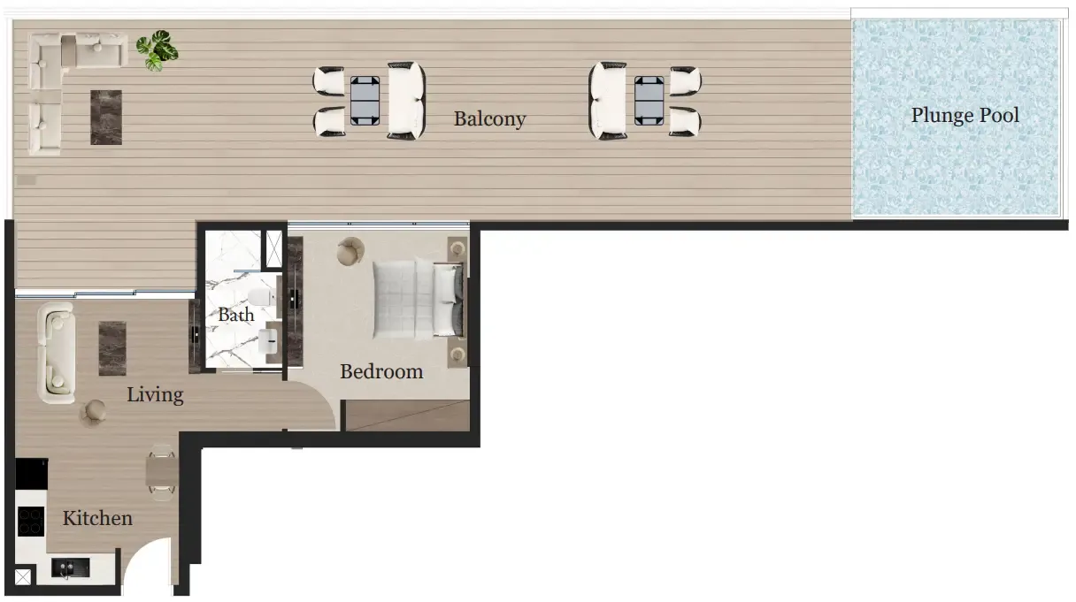 1 bedroom floor plan