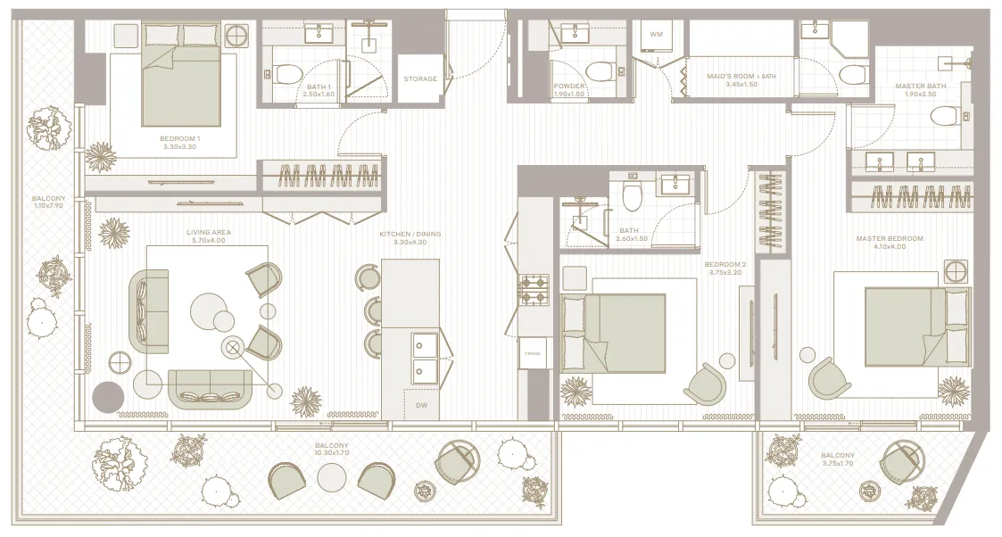 3 bedrooms floor plan