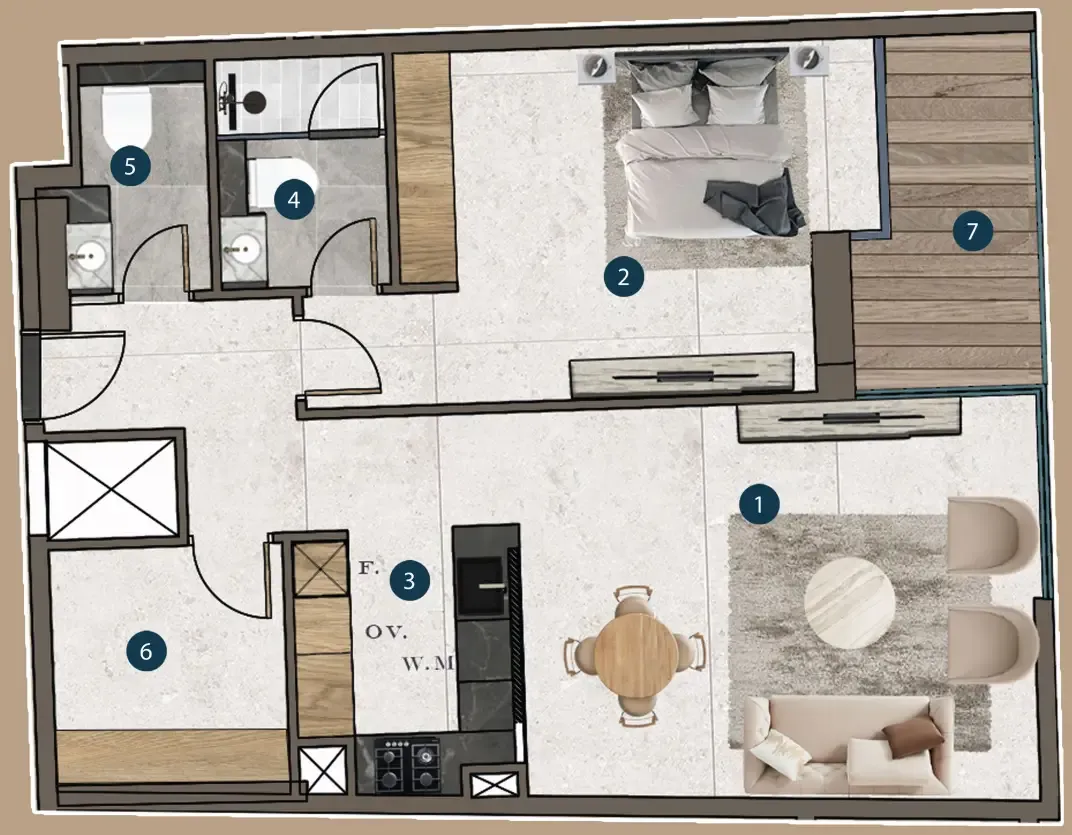 1 bed