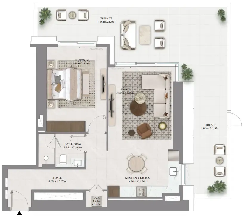 1 bedroom floor plan