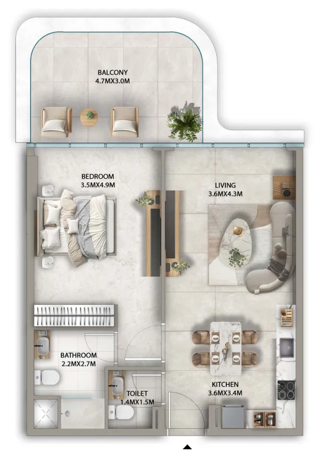 1 bedroom floor plan