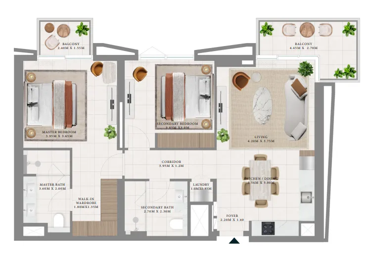 Emaar Hillsedge 2BR floor plan
